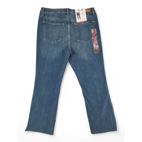 Seven7 Womens 14 Bootcut Jeans Stretch Denim Blue Mid Rise Raw Hem Trend - Picture 2 of 4